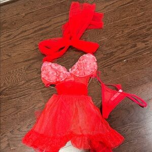 Victoria's Secret Vibrant Red Lace Lingerie